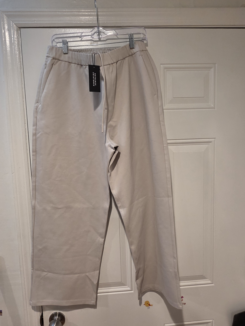 Men's"nothing Something " Relaxed Drawstring Pants in Light Beige